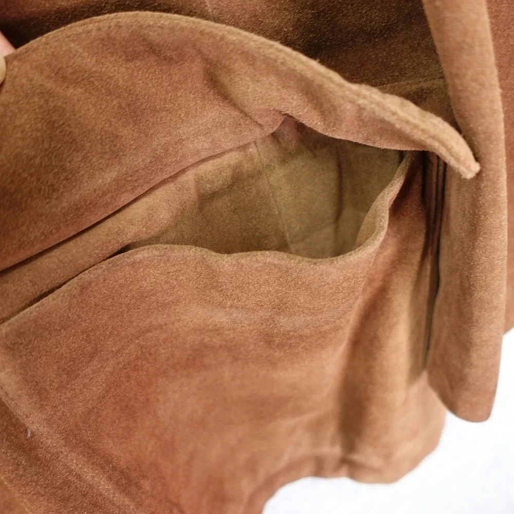 Vintage Suede Leather Sport Coat BANANA REPUBLIC Mens Large Brown Chore Safari